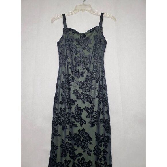 Vintage Y2K Rampage Made in USA Velvet Burnout Floral Whimsygoth Maxi Slip Dress - Picture 3 of 12